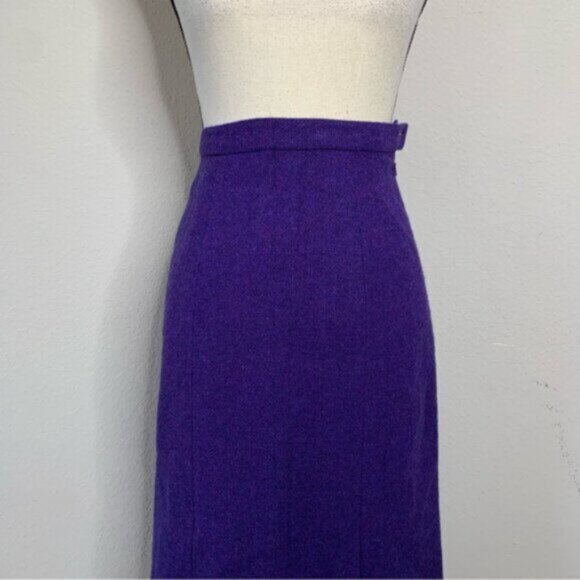 Avoca Collection Purple Vintage High Waist Midi A-Line Skirt - Picture 3 of 12